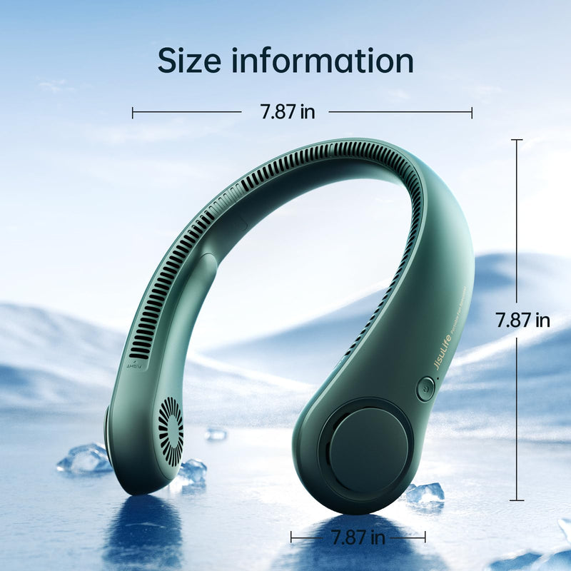 JISULIFE Portable Neck Fan, Hands Free Bladeless Fan, 5 Speeds, 4000 mAh Battery Operated Wearable Personal Fan, Twistable, Rechargeable, Gift for Women Men-Dark Green Dark Green