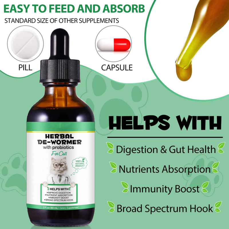 Specifically Formulated for Cats, Natural Broad Spectrum Treatment for Digestion Care and Support, Herbal Cleanse for Cats with Probiotics, Boost Immunity, Promote Cats Gut Health
