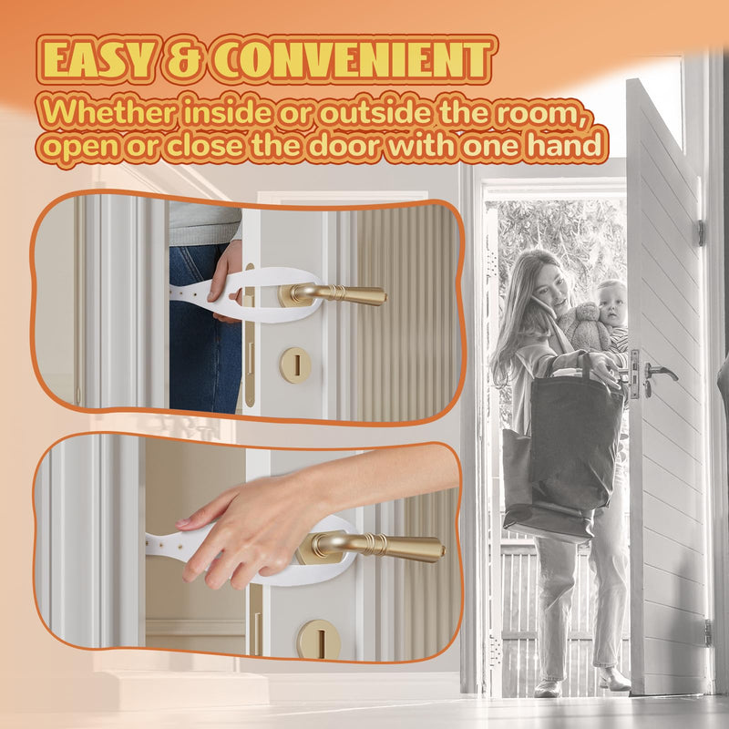 TGIOW Cat Door Latch, 2 Pcs Cat Door Stopper Pet Door Latch to Keep Dog Out of Litter Box and Food, Door Prop for Cat with 5 Adjustable Size Strap 2.5-6" Wide, No Measuring, Easy to Install, White 2pcs-white