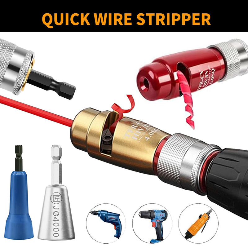Wire Stripper for Drill, Wire twister Tool for electrician, Upgrade Wire Stripping and Twisting Tool, wire nut twister for Power Drill,Cable Quick Stripping and Connector BO-4IN1