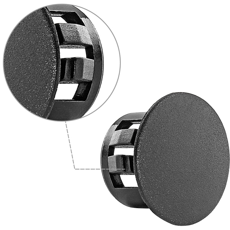 Murtenze 30 Pcs 13mm (1/2") Black Hole Plugs, Plastic Flush Type Panel Plugs Fastener Cover, Round Plastic Snap in Locking Tubing Plug for Kitchen Cabinet Furniture 1/2" / 13mm