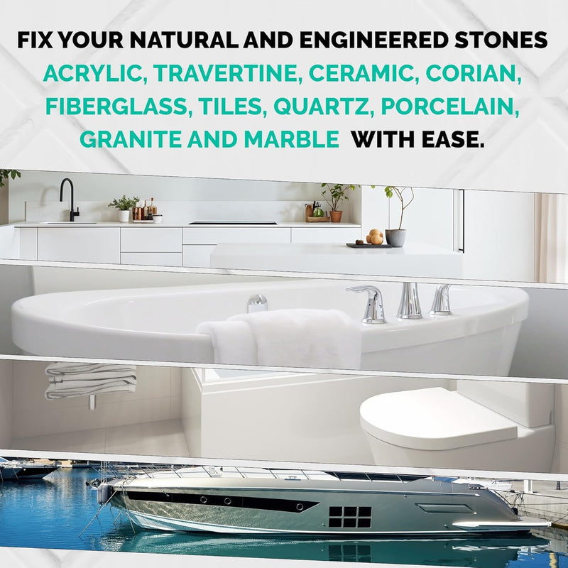 Fiberglass Tub Repair Kit (Clear, White Acrylic & Dark White Color) - Fix Your Defect Like a Pro I Suitable for Most Repairs I Upgraded Light Unit ‎Clear, white acrylic, and dark white - NewNest Australia