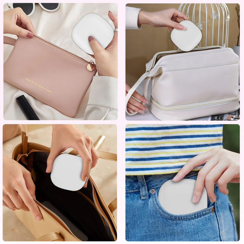 Compact LED Travel Makeup Mirror, Rechargeable Double Sided 1X/10X Magnifying Mirror, 3 Color Lighting, Dimmable Touch Screen, Foldable Lighting Mirror with USB Data Cable White