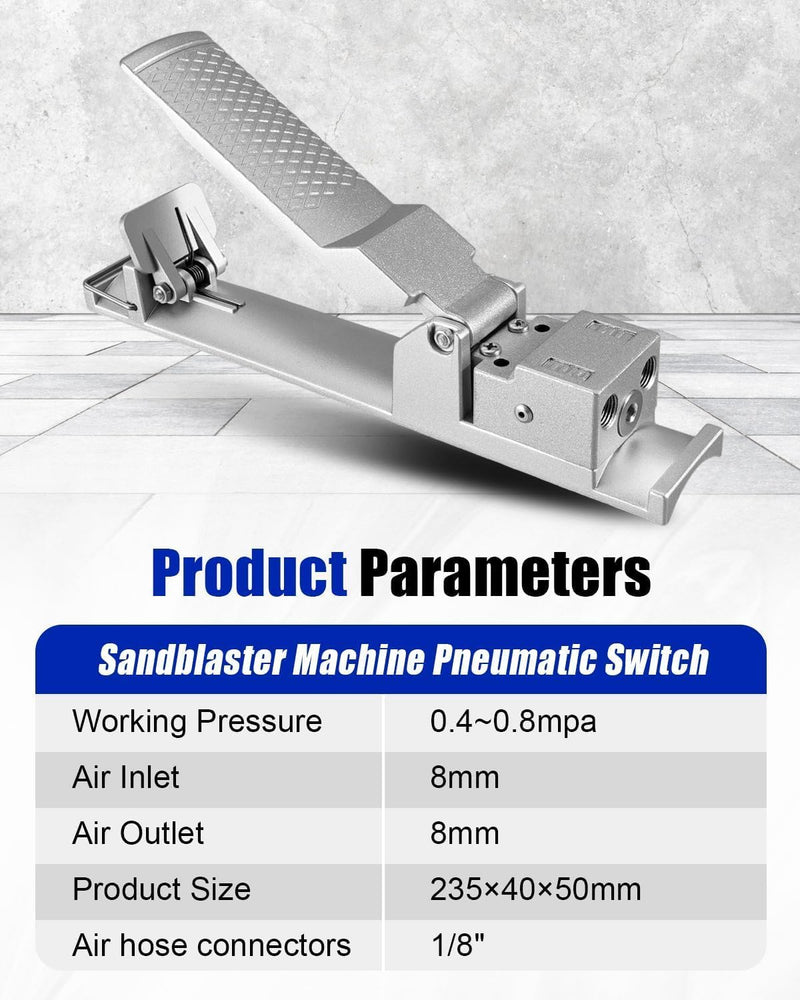 Sand Blaster Machine Pneumatic Switch, Sandblaster Palm Pressing Control, Sandblaster Handle Pneumatic Switch, Grey