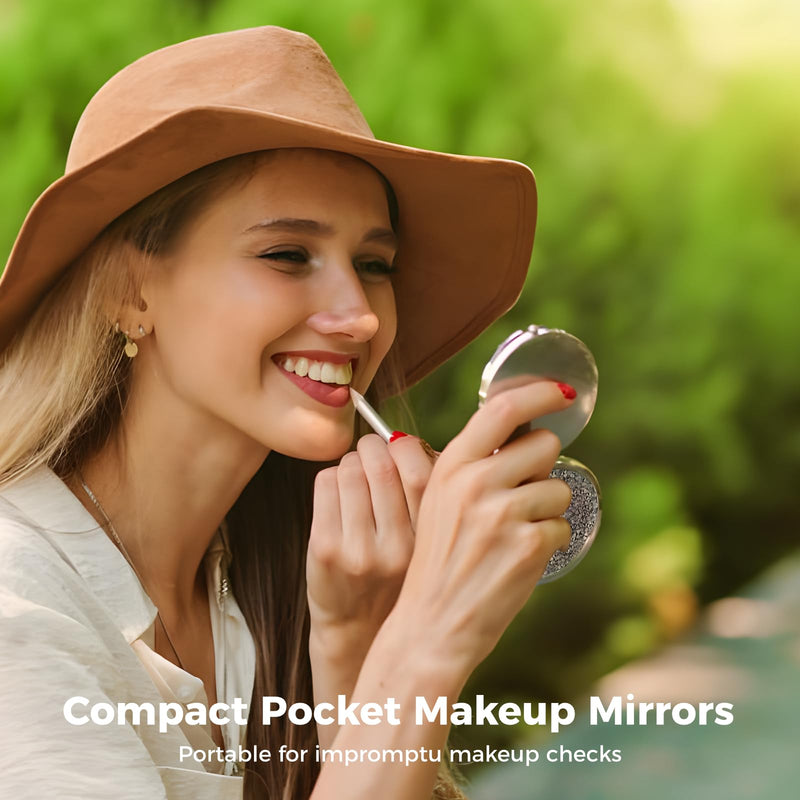 Varku 8PCS Magnifying Compact Mirrors, Pocket Travel Mirror with Magnification for Purse, Bridesmaid Mirrors Wedding Cosmetic Mirror, Mini Folding Mirror Handheld Makeup Mirror