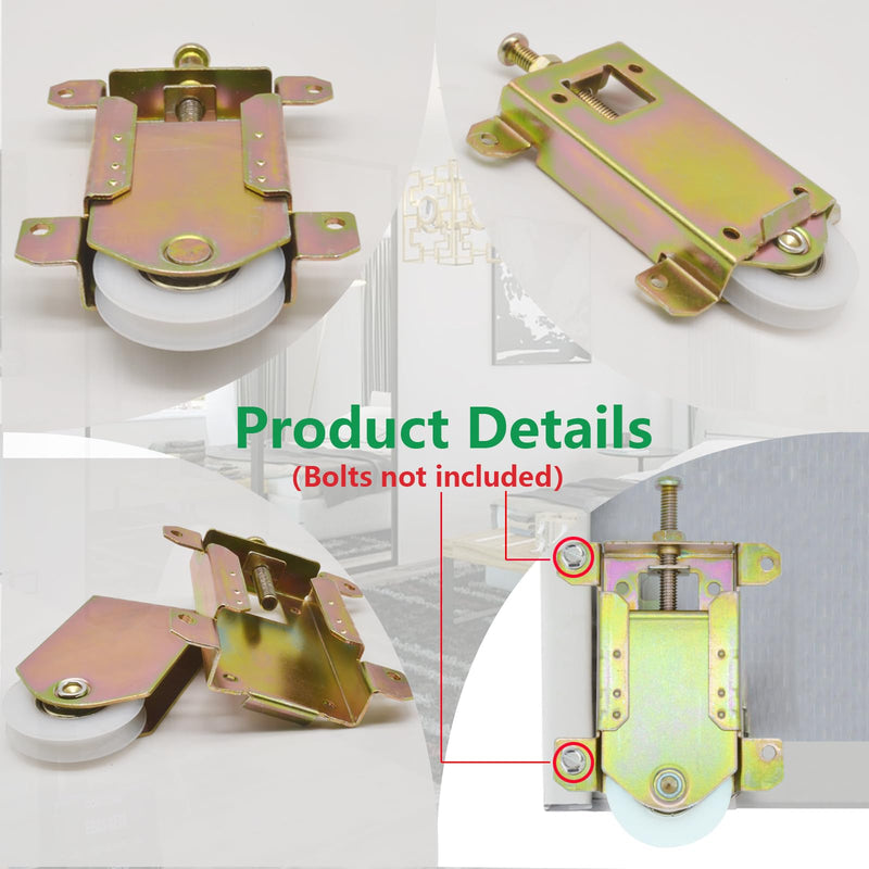 Sliding Mirror Closet Door Rollers Replacement Hardware Fits Contractors Part #W8020C Wardrobe Doors Wheels, 2-5/16" Vertical H.C., 1-1/2" Nylon Concaved Ball Bearing Wheel, 4 Pack ‎2-5/16" H.C.- 4Pack