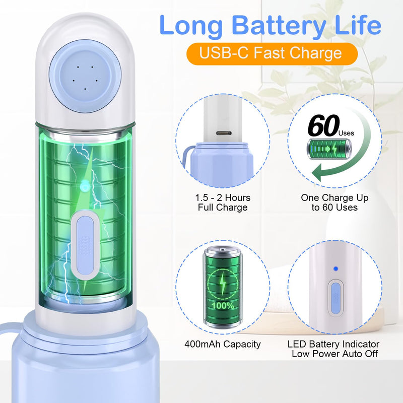 Portable Bidet Toilet Aids Wiper Tool Set for Travel | 350ML Bottle | 450mAh Battery | IPX7 Waterproof |Compact & High-Powered with 2 Pressure Modes for Wiping and Personal Hygiene (Blue) Blue