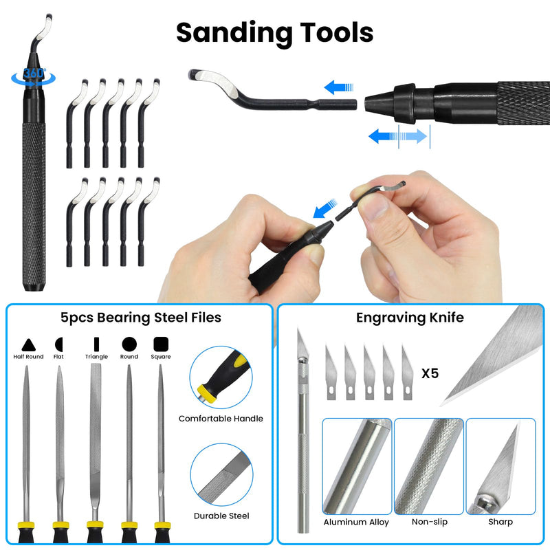 52 PCS Printer Accessories Tool Kit for 3D Printer, Compatible with FDM SLA Printing Machine, Includes Scraper, Tweezers, Nozzle Cleaning Needles, Deburring Tool, Flush Cutters for Beginner Printing | Complete set of accessories