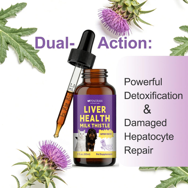 Milk Thistle for Dogs Liver Health & Detoxification, Vet Approved | Especially beneficial for senior dogs & cats, Repairs Damaged Tissue, Prevent Fat Buildup, Metabolic Capacity