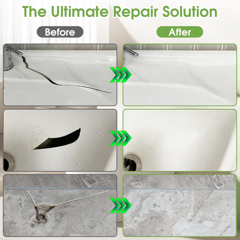 Bathtub Repair Kit White for Tubs, Fiberglass Showers, Tiles, Sinks & Countertops, Fix Chips, Cracks, Holes, Scratches on Porcelain, Enamel, Acrylic, Granite, Ceramic, Quartz Surfaces