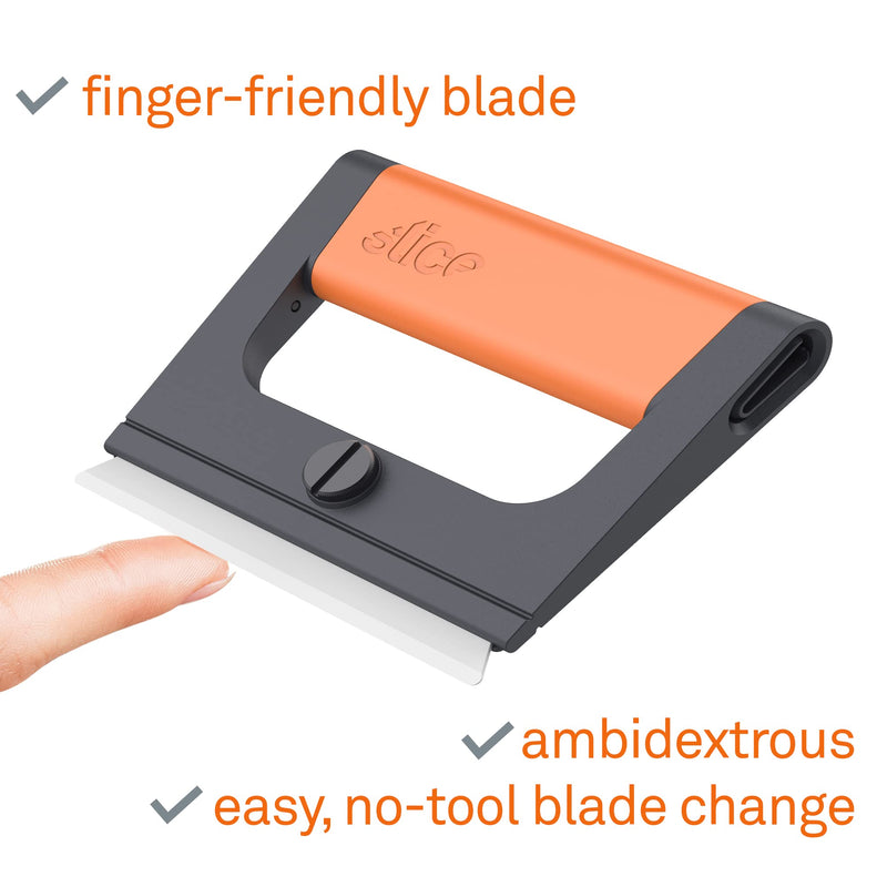Slice 10501 Wide Scraper, Easy Clean, Ceramic Blade Lasts 11x as Long as Metal, Finger Friendly, Never Rusts, Safety Cap, Short Handle 1 Pack