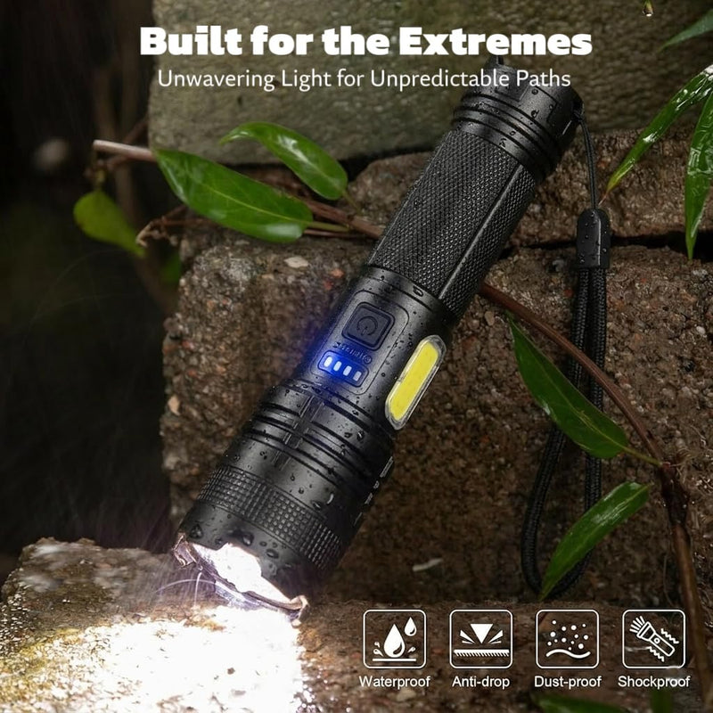 THY TRY Rechargeable LED Flashlights High Lumens, 90000LM Super Bright Flashlights with 7 Modes, High Powered Handheld Flash Light for Home Camping Hiking Night Work (2 Pack)