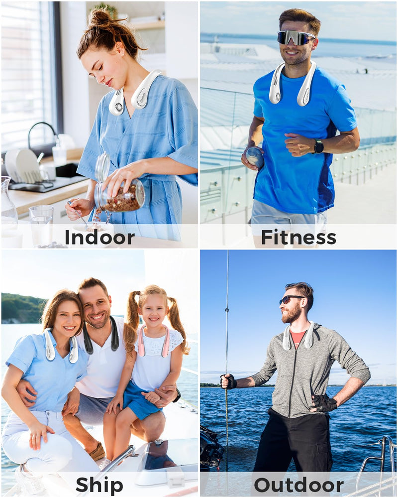 Portable Bladeless Neck Fan, Birthday Gifts for Girl Boy Mom Dad, Father‘s & Mother’s Day Gifts, Wearable Cooling Fan, 5000mAh Rechargeable Battery, Essential for Camping Beach Vacation(2026 Upgraded) White