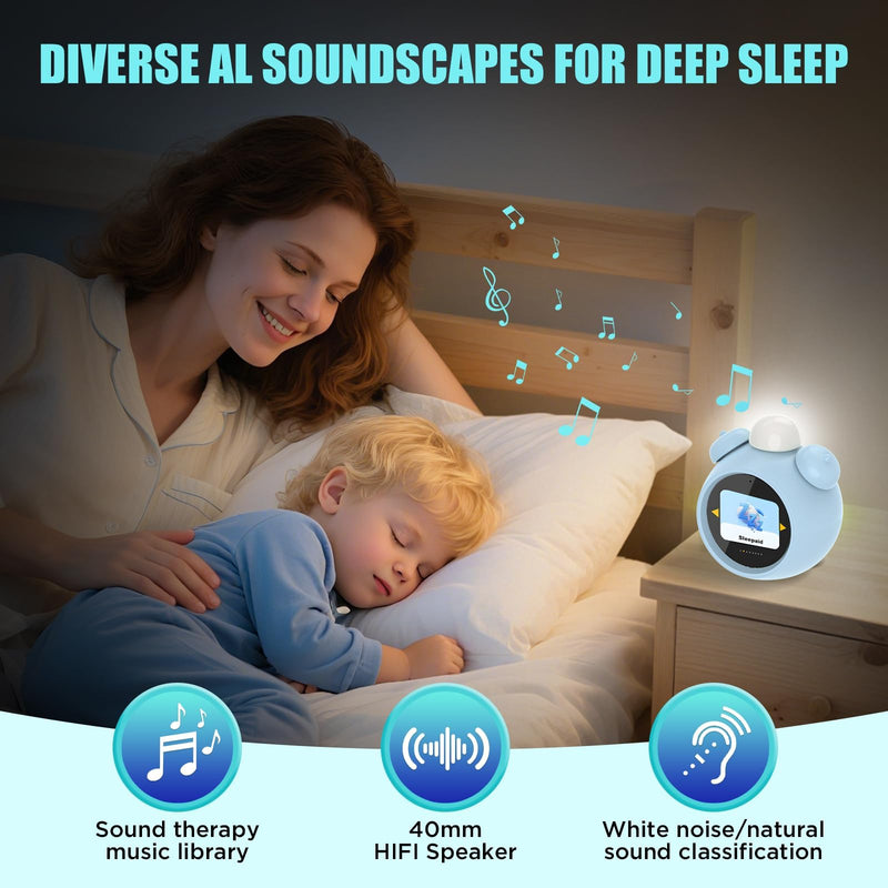 AI Kids Alarm Clock with Voice Control, Children's Focus Ready to Rise Sleep Trainer, AI Assistant Smart Clock, Sound Machine OK to Wake for Toddlers Kids, Digital Partner for Girls Boys
