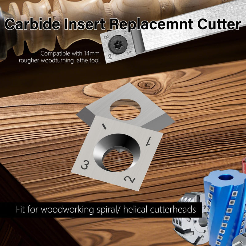14mm Square Carbide Inserts Cutters Knives Blades 14×14×2.0mm-30°for Woodworking Spiral/Helical Planer Cutter Head or Lathe Turning 10pcs