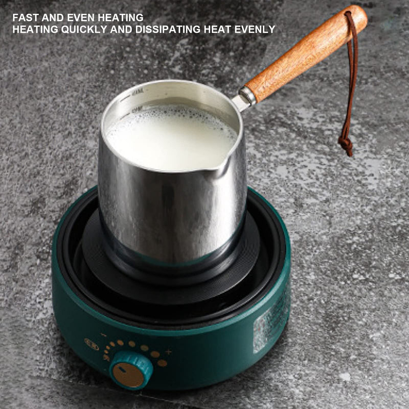 450ML Stainless Steel Warmer Turkish Coffee Pot Pan Pot for Heating Making Syrup Melting Cheese Caramel and Chocolate
