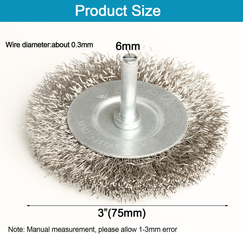 4PCS 3 Inch Stainless Steel Wire Wheel Brushes Kit for Drill with 1/4-Inch Shank,Wire Wheels for Power-Operated Grinders
