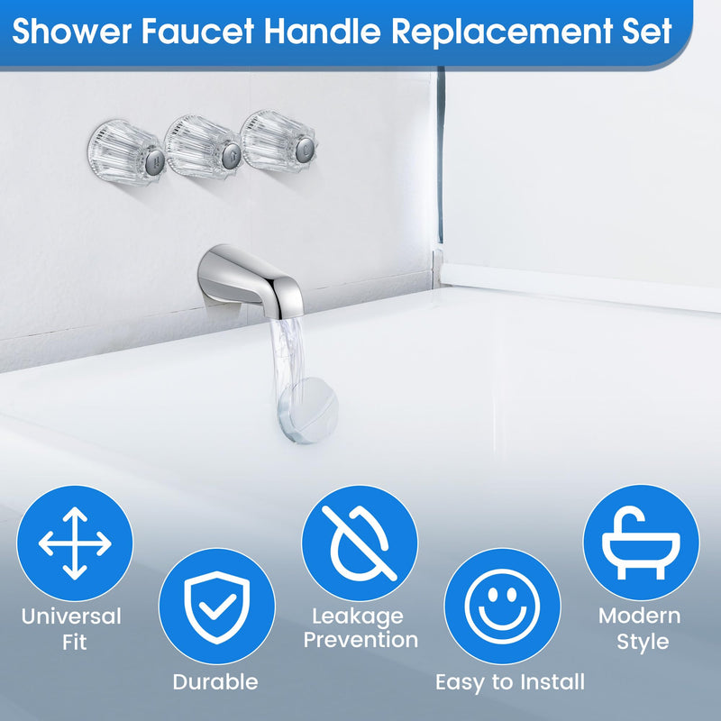 Enhon Shower Faucet Handle Replacement Set, Compatible with Price/Pfister Tub and Shower Faucets, Tub Spout Without Diverter and 3 Pieces Hot Cold and Diverter Knob Replacement(Classic Style) Classic