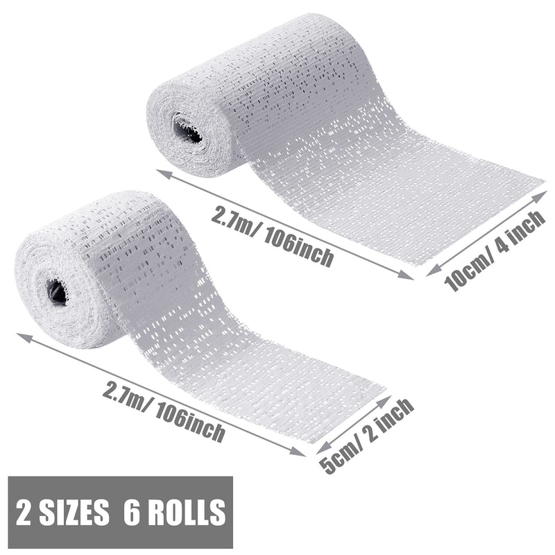 Nuanchu 6 Rolls Plaster Cloth Gauze Bandage Undercast Padding Wrap Use Strips Wrap Cast Material for for Project, Mask Making, Sculptures, Body Casts, Scenery Construction (1.97 x 3.93 Inch White)
