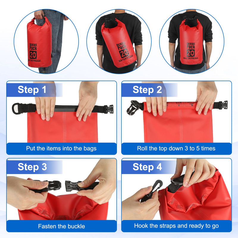 Waterproof Dry Bag, 30L Fit for Women Men Water Proof Bags Lightweight Dry Storage Floating Backpack with Whistle for Travel Backpacking Boating Kayaking Camping (Red) Red