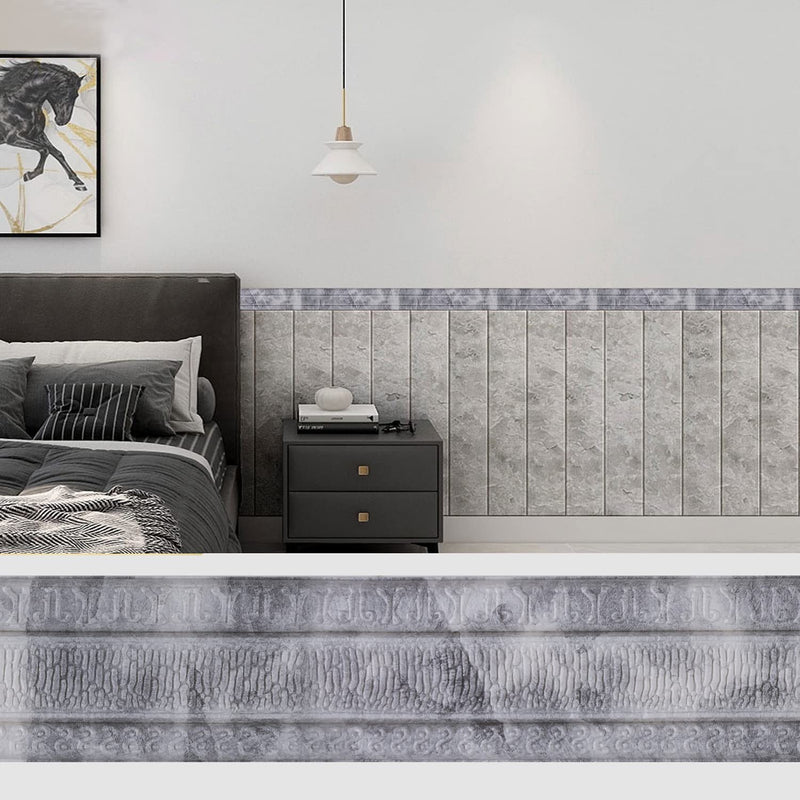 Yutianli Crown Molding Peel and Stick Wallpaper Border Flexible Wall Base Moulding Trim Self Adhesive Vinyl Baseboard Grey Marble Foam Wall molding 3D Mirror Border (2PCS-178, Grey Marble) 2PCS-178"