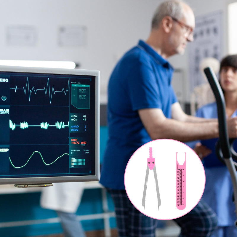 Jeffdad EKG Calipers ECG Calipers Measuring Tool Nursing or Doctor Caliper Divider for Measuring Drafting Electrocardiographs wif Ruler(Pink) Pink