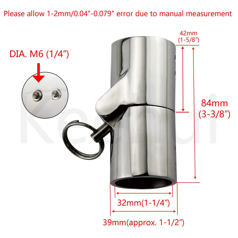 316SS Marine Grade Boat Pipe Connector, Stainless Steel Folding Swivel Coupling Tube Pipe Connector Boat Hardware Fitting For (32mm)1-1/4inch tube