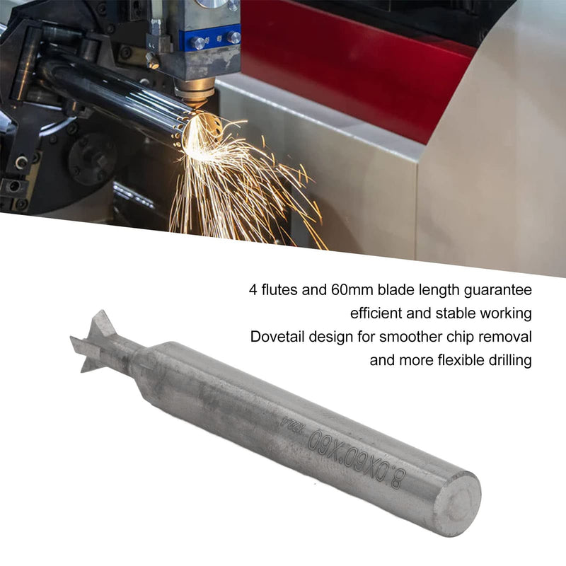 FTVOGUE Lathe Milling Dovetail Bit Cutter End Mill Tool 4 Flute Cutting Tool Cemented Carbide Universal Straight Shank (60 Degree)