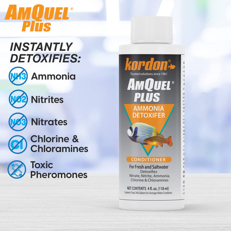 KORDON #33444 AmQuel Plus for Aquarium, 4-Ounce (Pack of 2) 4 Ounces (Pack of 2)