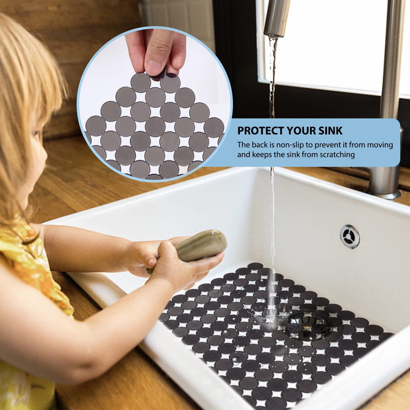 Kitchen Sink Protector Mat - 2Pack Adjustable Sink Protectors for Kitchen Stainless Steel Sink - Fast Draining Sink Mats for Bottom Of Kitchen Sink - Dishes and Glassware - Easy to Clean & Diy Cut Black transparent