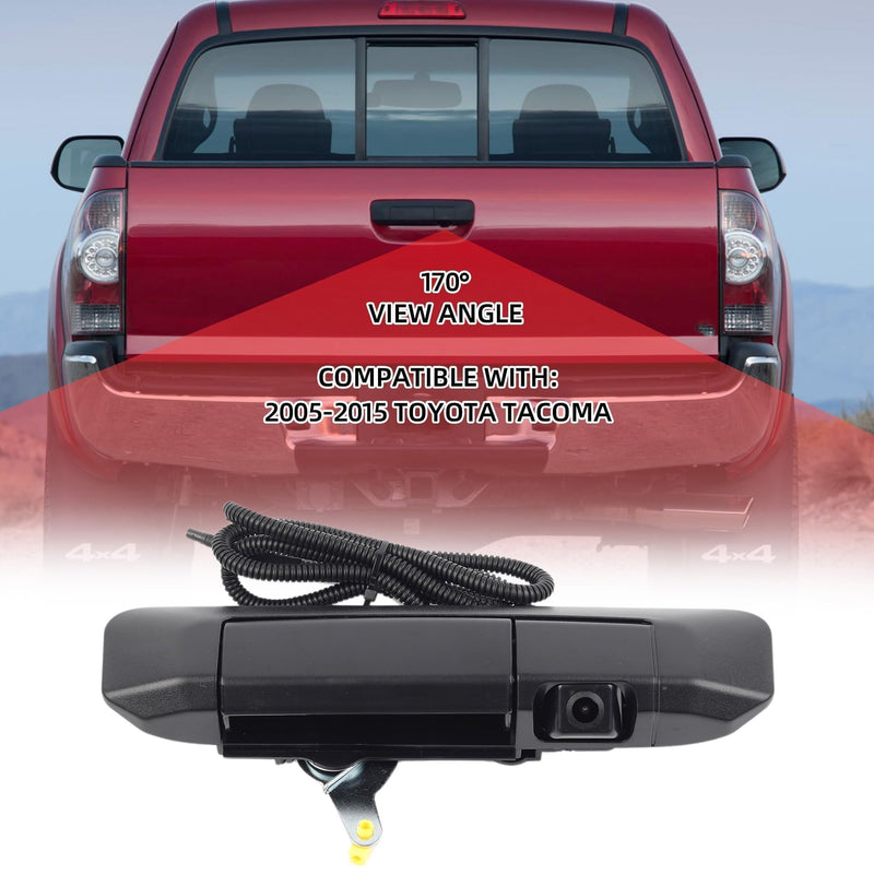 Dasbecan Tailgate Handle Rear View Backup Camera 6909004020 Compatible with Toyota Tacoma 2005-2015 Black Aftermarket Replacement Reverse Parking Liftgate Latch Handle Camera (RCA Connector)
