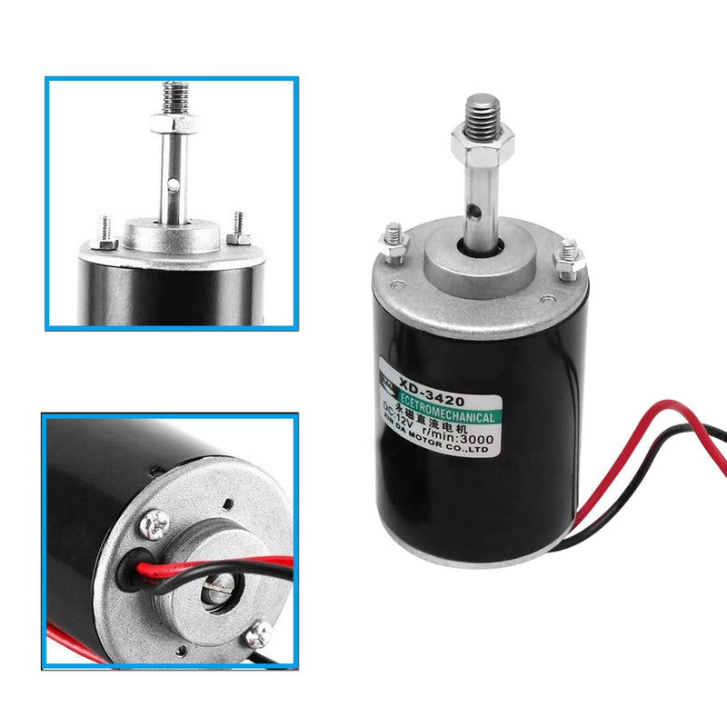 12V 30W Permanent Magnet DC Motor, 3000RPM High Speed CW/CCW Electric Gear Motor for DIY Generator and 12V-40V 10A PWM DC Motor Speed Controller Fan Controller with Knob-High Efficiency