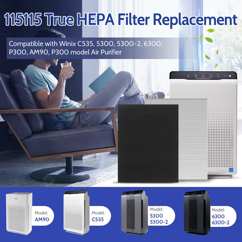 115115 HEPA Replacement Filter A for Winix Plasmawave AirPurifier C535 2 Set