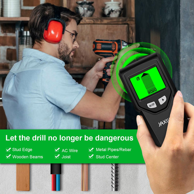 Stud Finder Wall Scanner - 5 in 1 Stud Finder Tool w/Smart Chip and HD LCD Display, Stud Detector Beam Finders for the Center and Edge of Wood AC Wire Metal Studs Joist Pipe (Charcoal) Charcoal