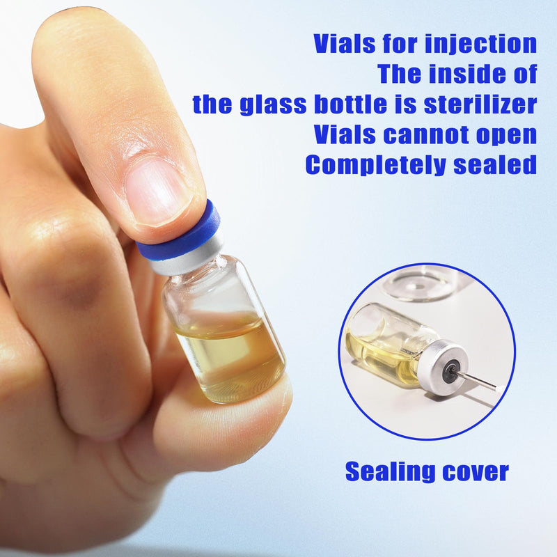 otwooi 10ml Sealed Empty Vials for Injection, Transparent Glass Vials Self-Healing Injection Port, Liquid Sample Storage Vial with Caps(10pcs) 10