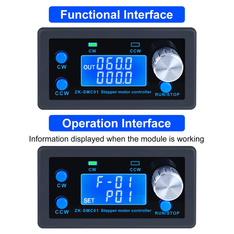 DC 5-30V CNC Stepper Motor Controller,PEMENOL 1/128 Micro-Step Resolution Forward Reverse Delay Time Angle Speed Adjustable Stepper Motor Control Module with HD Display Suit for Nema17/23 Motor
