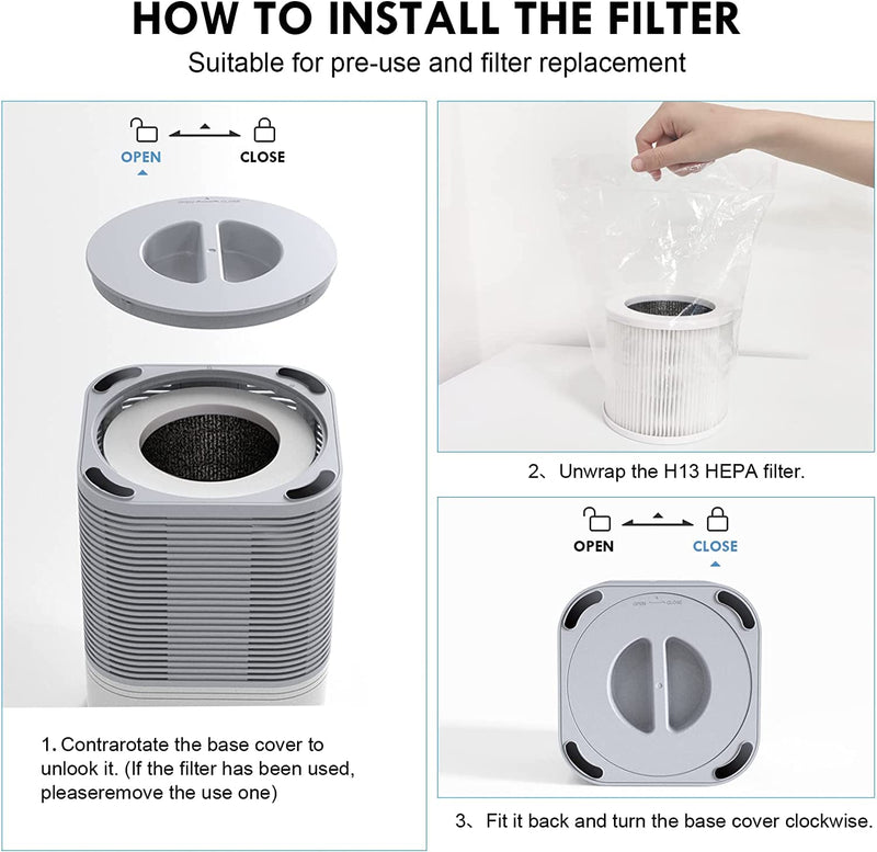 VEWIOR Official Air Purifier Replacement Filter for HQSC-50 HQKJ-80(2 Pcs)