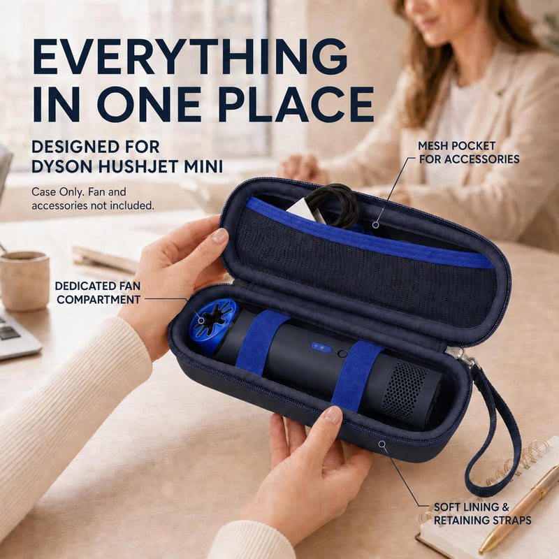 ANKHOH Carring Case for Dyson HushJet Mini Fan, PU Travel Bag, Blue