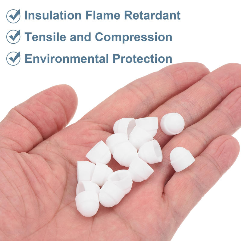 uxcell Nut Protection Cap, 20Pcs M5x8x10mm - Plastic Hexagonal Screw Protection Cap, Dome Acorn Hex Head Bolt Covers, Waterproof Decorative Cap (White) White 20