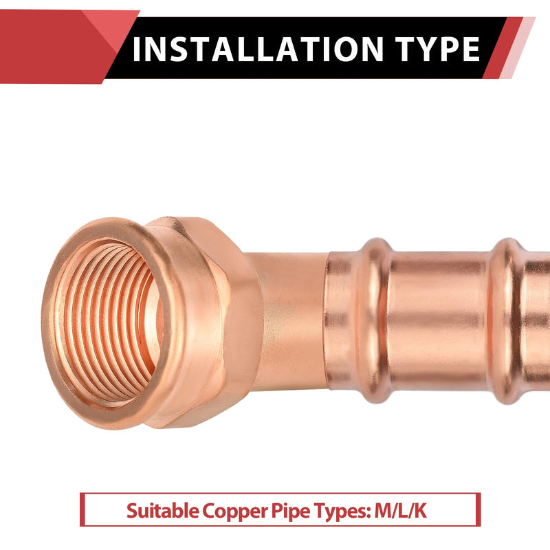 5Pcs EFIELD 3/4"FTG x 3/4"Copper Female NPT Street Adapter(PRESS057-5) 3/4-inch
