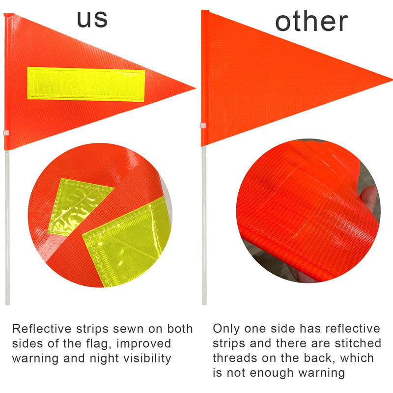 Uelfbaby 2Pcs Bike Safety Flag with Reflective Stripe 6 Ft Heavy Duty Fiberglass Pole Polyester Full Color Tear-Resistant Waterproof Orange Flag Double-sided Reflective Flag 2 Orange（with Reflective Stripe）