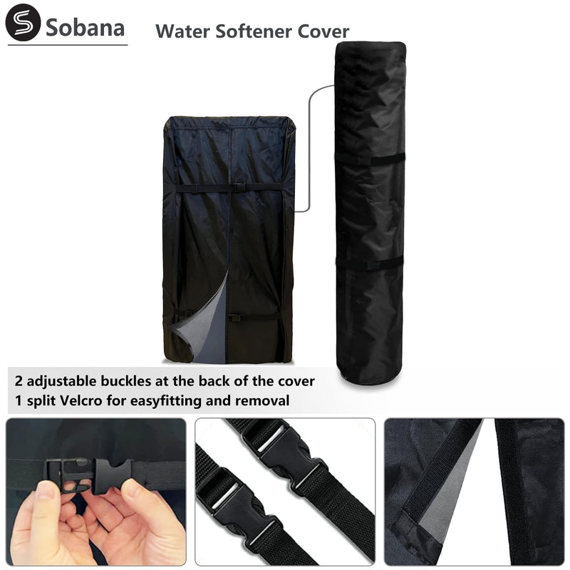 Water Softener Cover,Outdoor Insulated Water Softener Tank Cover with Top Transparent PVC Window + Brine Tank Cover with Split Zipper Opening - Prevent Sweating (Black) Split Type 64''h Water Softener Cover (Split-type)