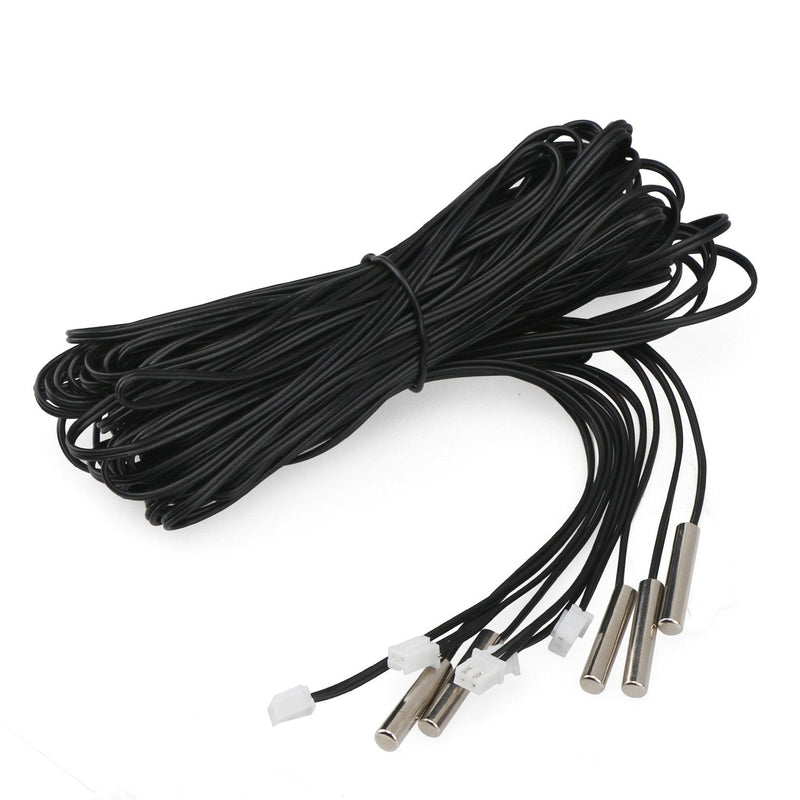 DROK 10K Temperature Sensor Probe, 5pcs 1 Meter Waterproof Temp Sensor Probe, Stainless Steel 3950 NTC Temp Sensor Probe, Digital Temperature Transmitter Extension Cable 1-Meter/3.28ft 5