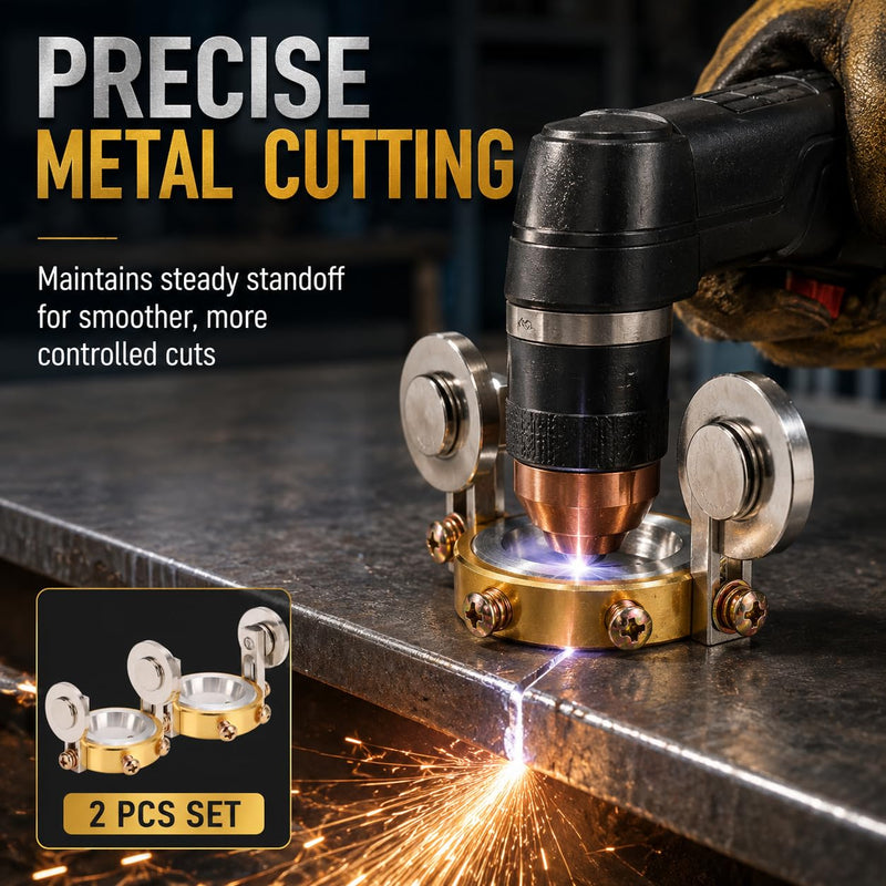 PT31 Plasma Cutter Guide Wheel Roller, Adjustable 40A Torch Standoff Spacer, Brass Plated HSS Roller Guide for Precise Metal Cutting, Fits 18-23mm ID (2) 2