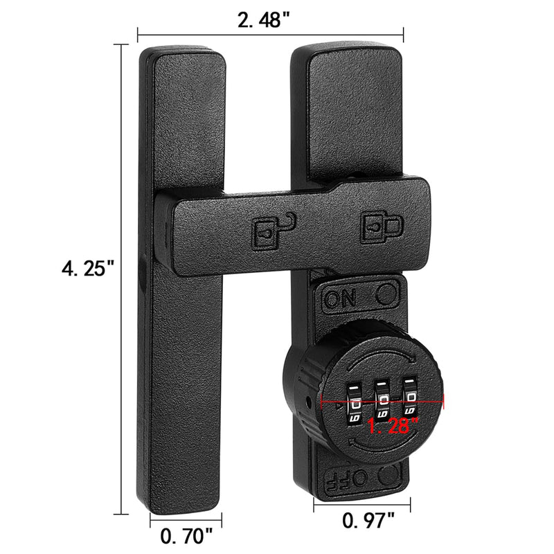 Matte Black 180 Degree Mechanical Password Lock, 3-Digit Combination Keyless Flip Latch for Barn Door, Windows, Cabinets, Garden, Bathroom, Privacy Protection Matte Black 1