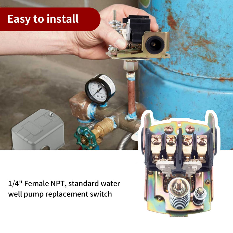Pressure Switch D-FSG2J21CP 30-50 PSI Pump Control Water Pressure Switch, 30/50 Pump Pressure Control Switch