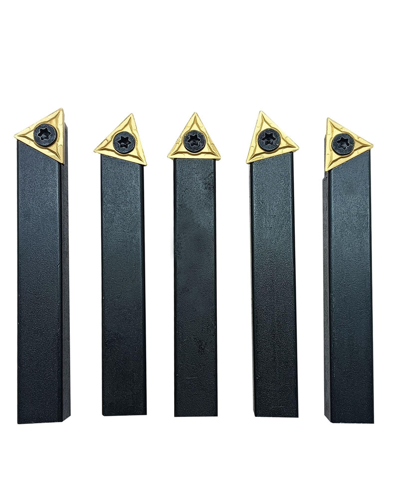 5pcs 1/2inch Shank Turning Tooling Bit Holder Set | 5 piece set with TCMT16T304 carbide inserts suitable for steel stainless iron and cast iron TCMT16T304+1/2" Holder