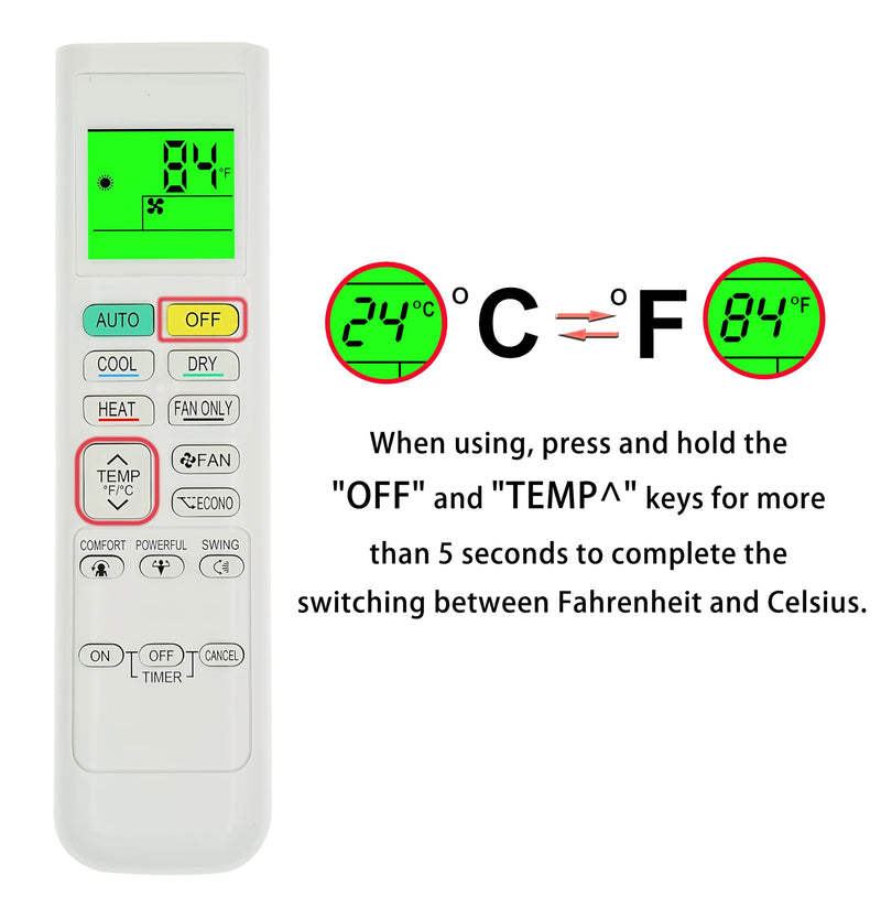 Replacement Remote Control for DAIKIN AC Air Conditioner FTX09NMVJU FTXN09NMVJU RX09NMVJU FTX12NMVJU FTXN12NMVJU FTX15NMVJU FTXN15NMVJU FTX18NMVJU FTXN18NMVJU FTXN24NMVJU FTX24NMVJU