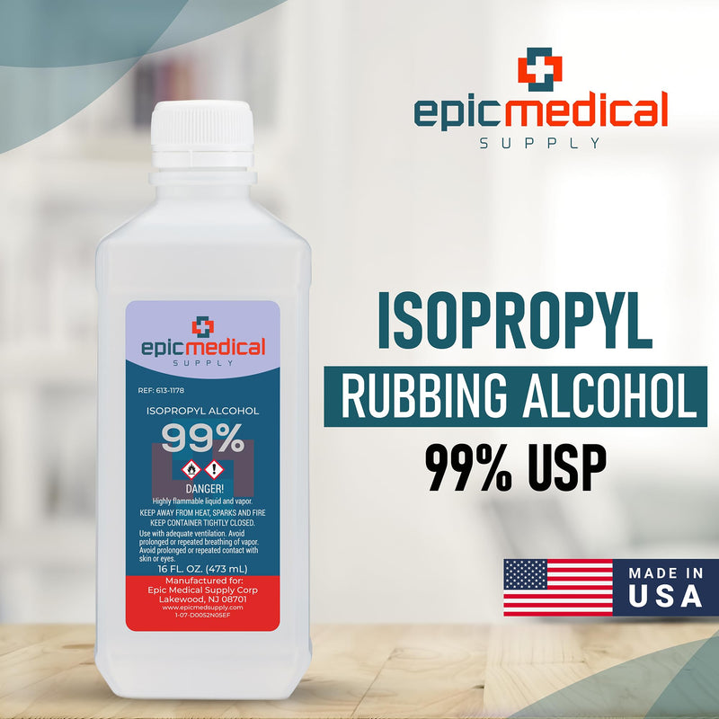 99% Isopropyl Alcohol 99 Percent, Rubbing Alcohol 99 Percent 16 oz. Bottle, General Purpose Cleaner for Glass and PCB, Technical Grade, Alcohol for Nails (1) 1