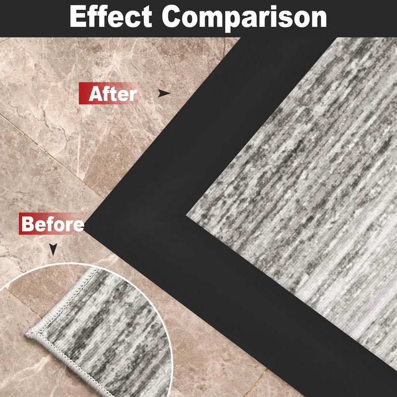 Carpet Floor Transition Strip, Self Adhesive Floor Edging Trim Strip, PVC Threshold Cover for Doorway, Floor Divider Strip Suitable for Threshold from 1/5" to 2/5" - Black 3.3Ft 1/5" to 2/5", 3.3Ft